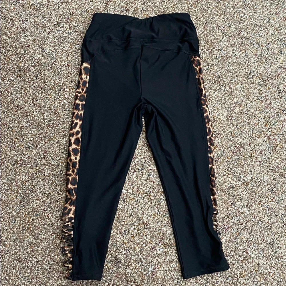 3/$10 bebe Leggings with Leopard Side Panels - Picture 4 of 5